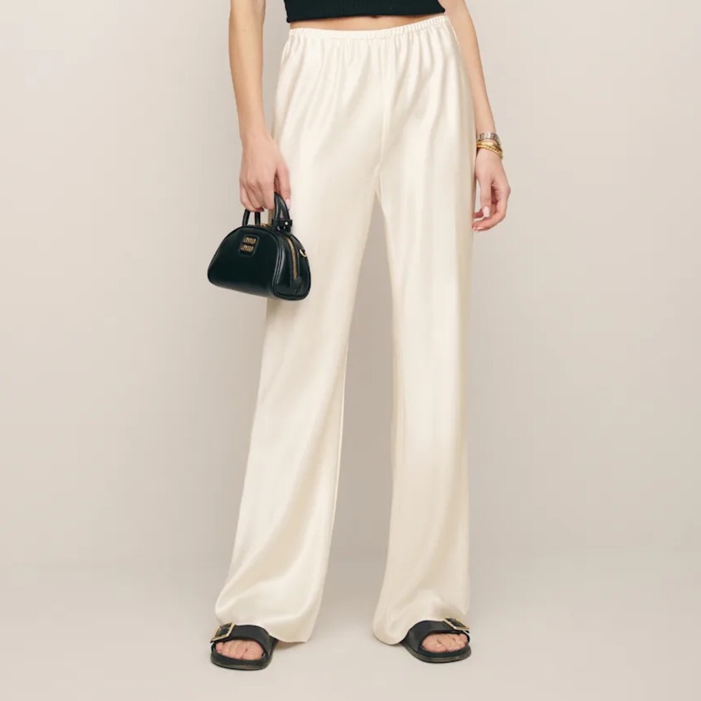 Reformation Cream Wide Leg Pants